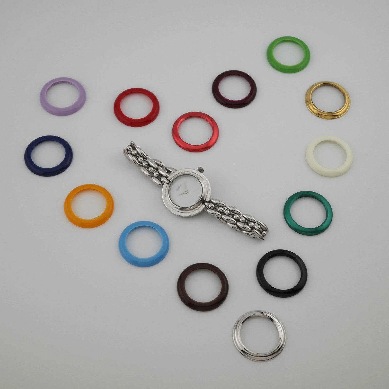 Steel Gucci Interchangeable Bezel Ladies Watch