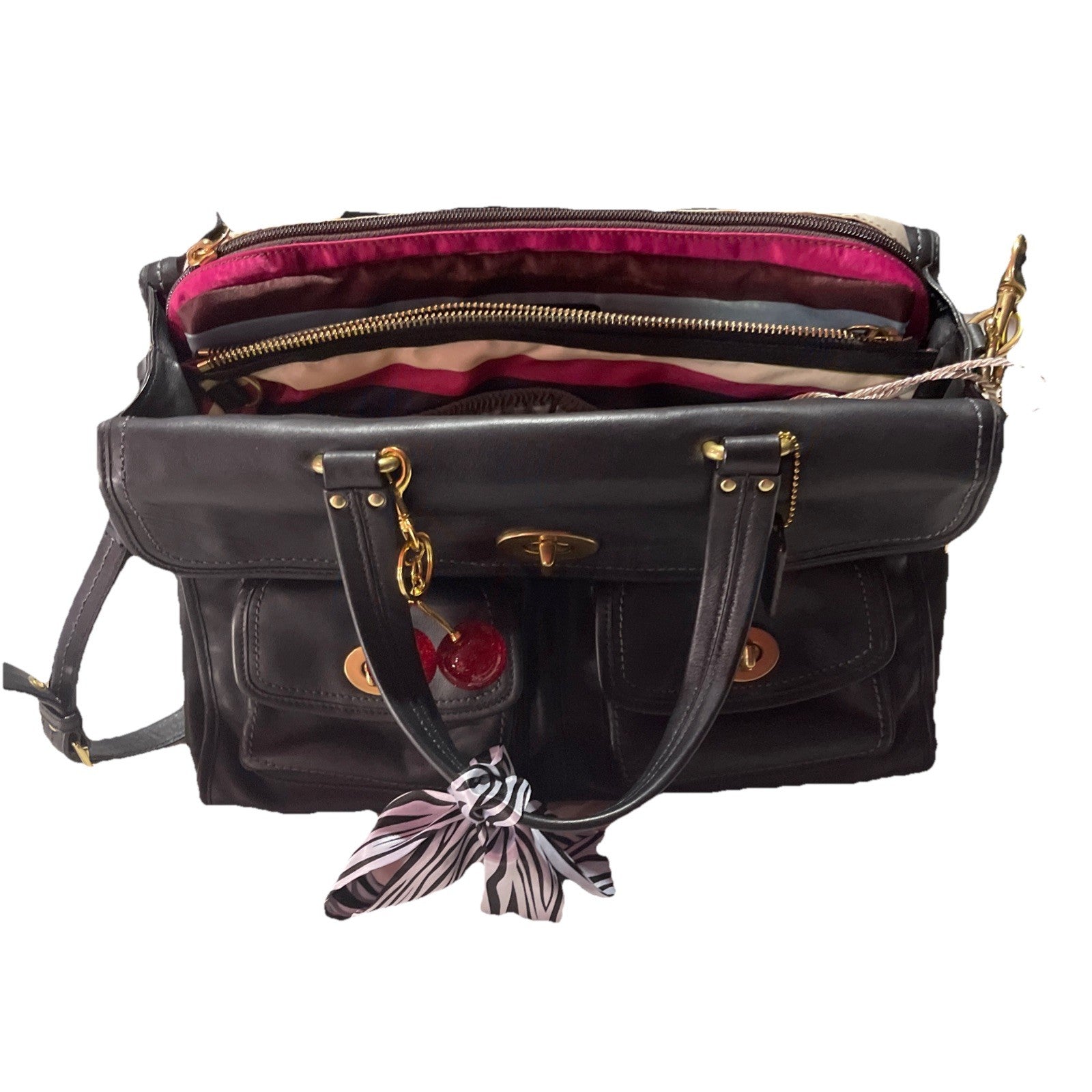 Coach Hampton Legacy briefcase Shoulder Bag Black Leather Crossbody Vintage