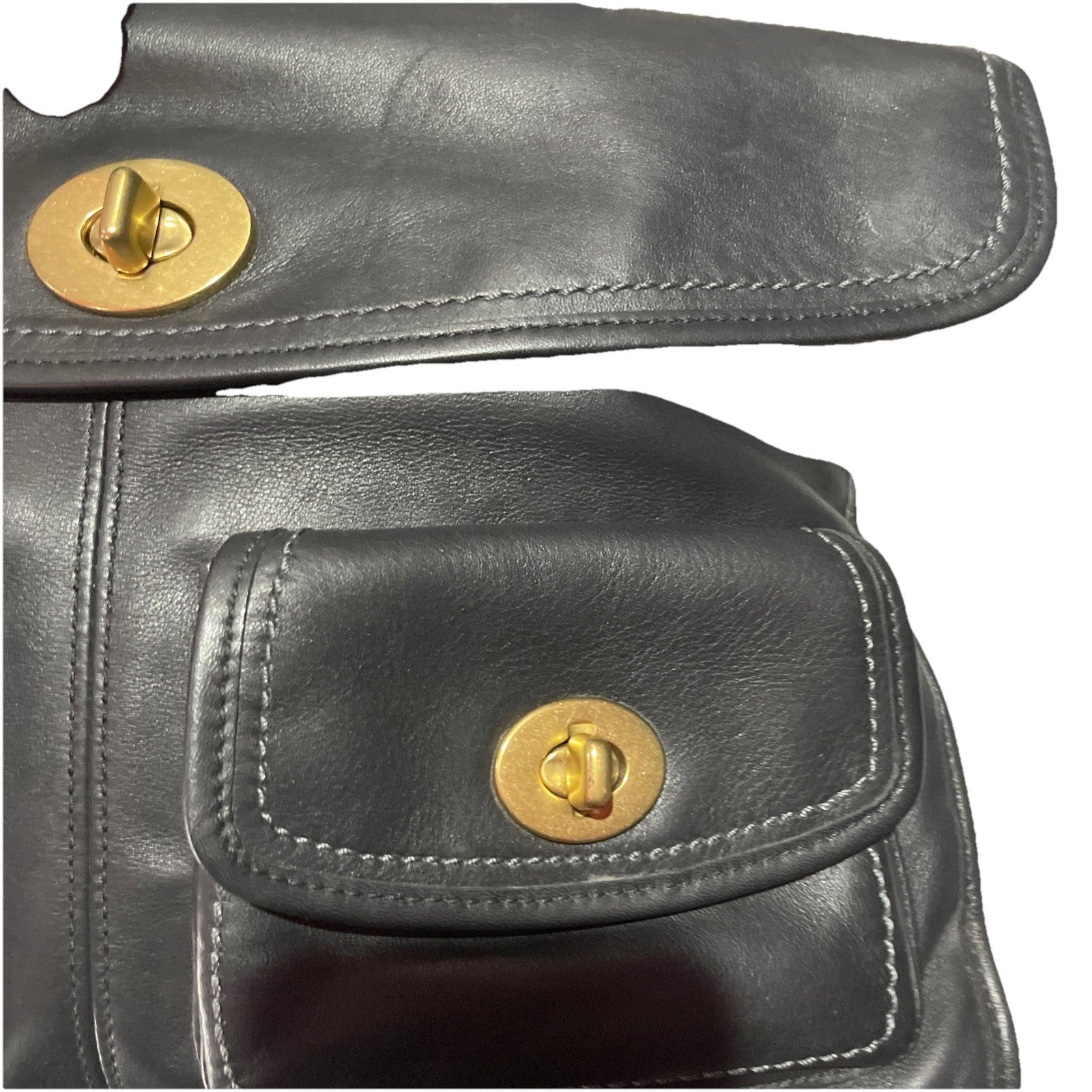 Coach Hampton Legacy briefcase Shoulder Bag Black Leather Crossbody Vintage