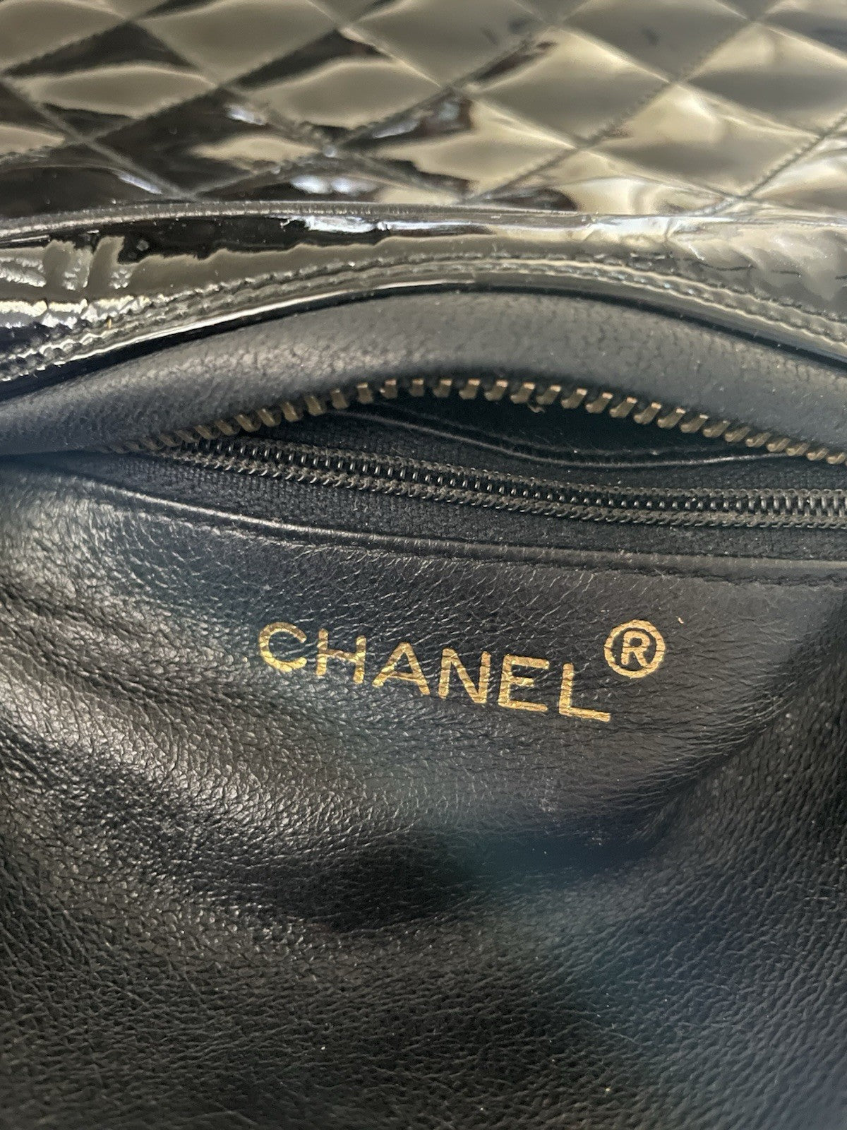 RARE Authentic Chanel Black Vintage Patent Leather Camera Bag Gold Hardware