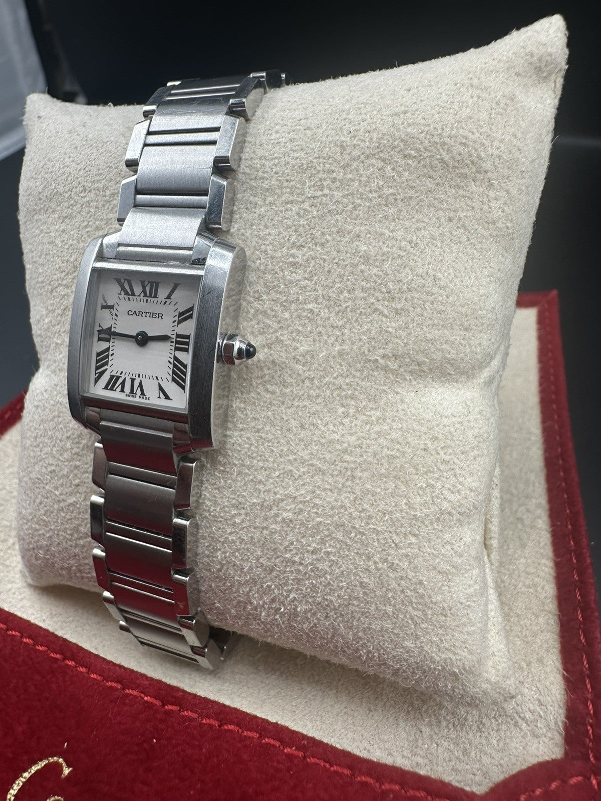 Vintage Cartier Tank Francaise 2384 W51008Q3 Stainless Steel 20mm Ladies Quartz Watch with Pouch - Free Shipping