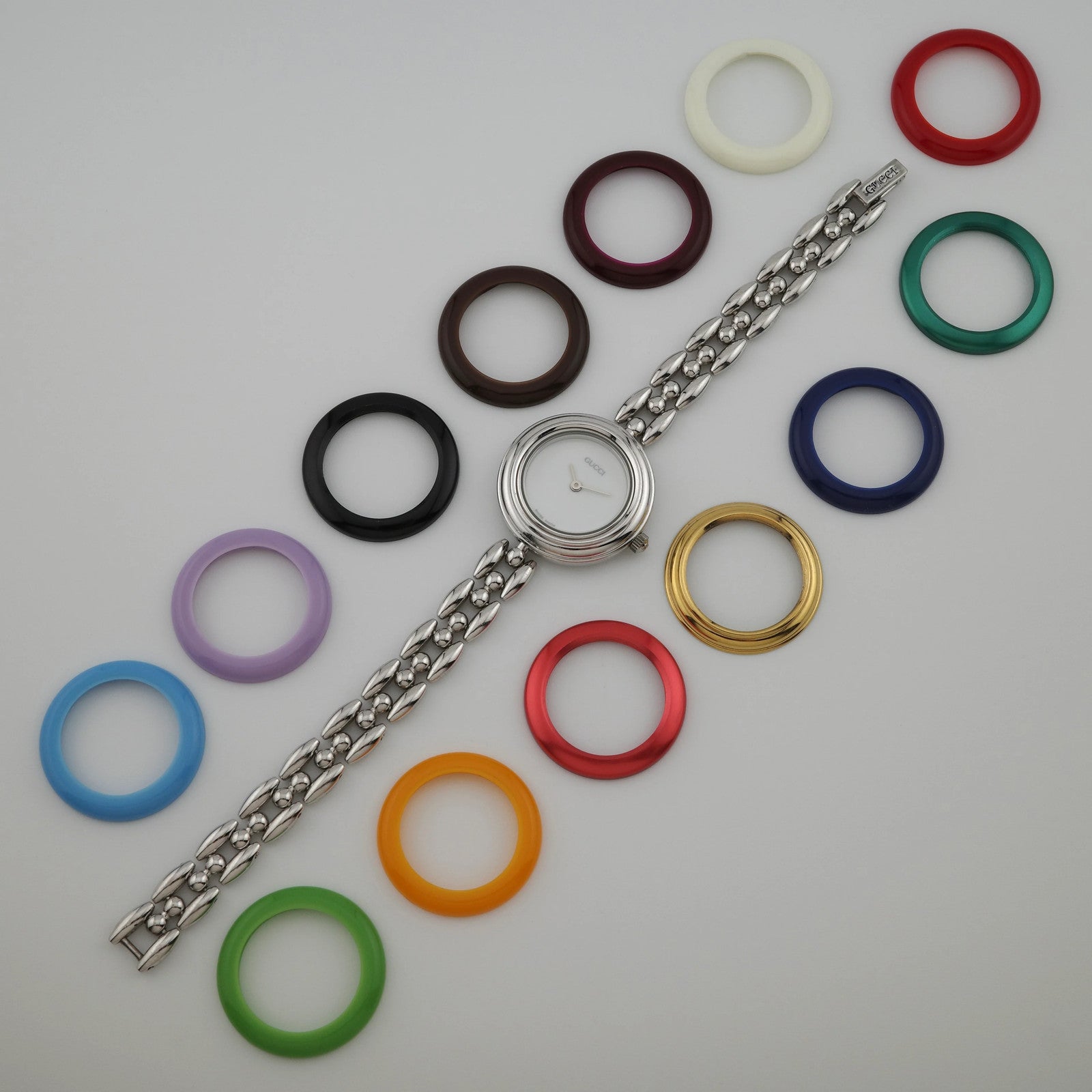 Steel Gucci Interchangeable Bezel Ladies Watch