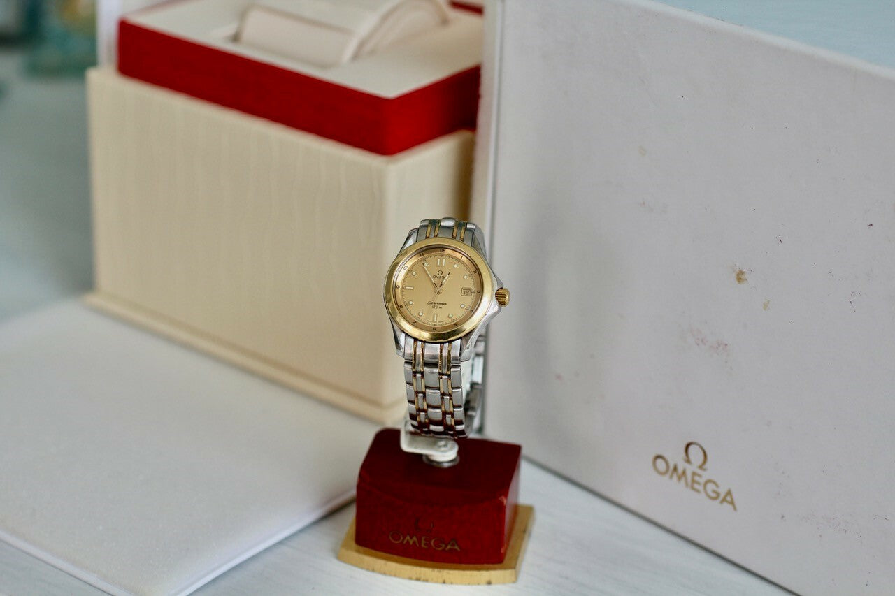 Vintage Omega Seamaster 120m 238111000 18K Yellow Gold Steel 26mm Ladies Quartz Watch