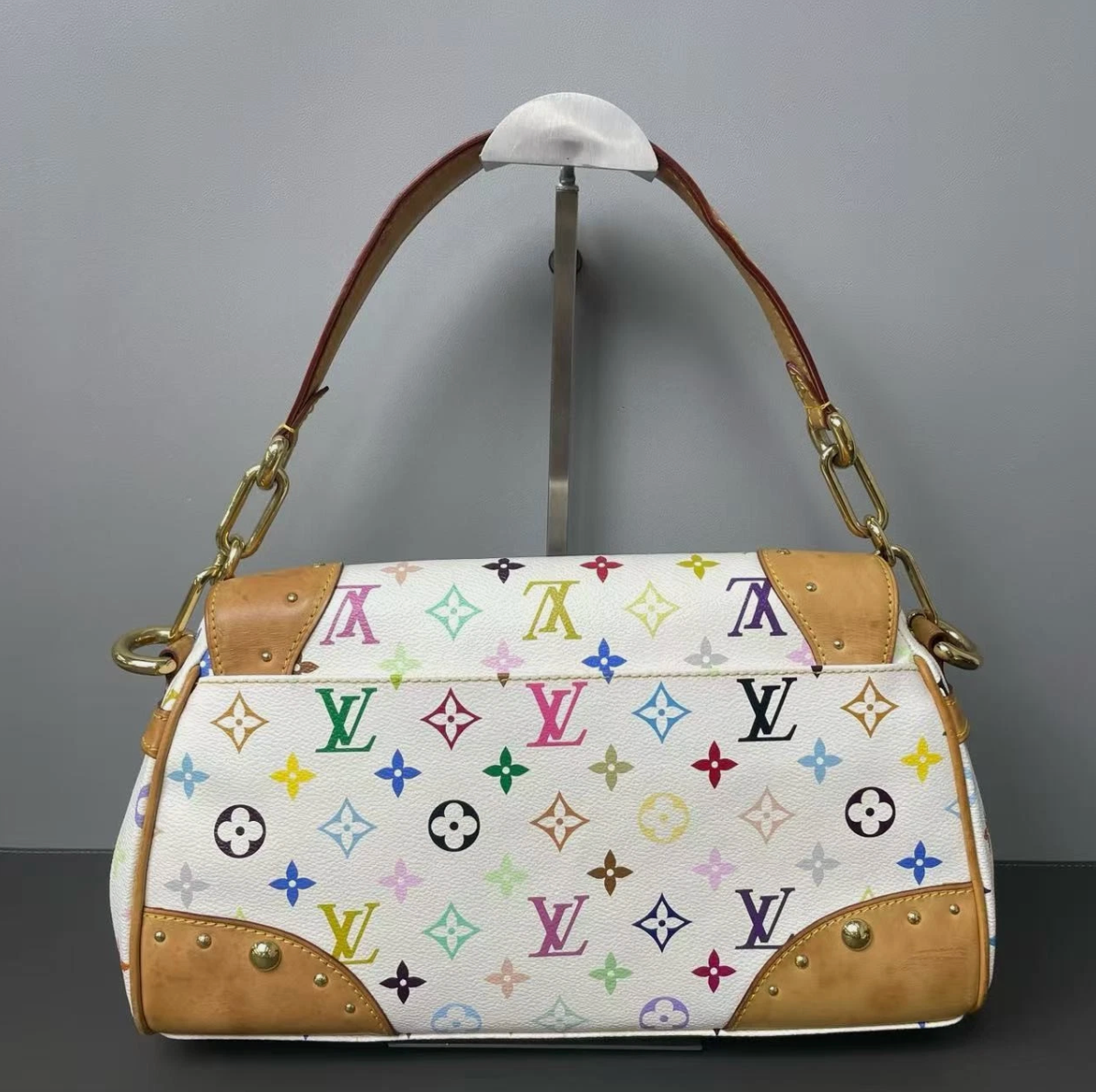 Louis Vuitton Beverly Shoulder Bag White Multicolor Murakami Limited Vintage