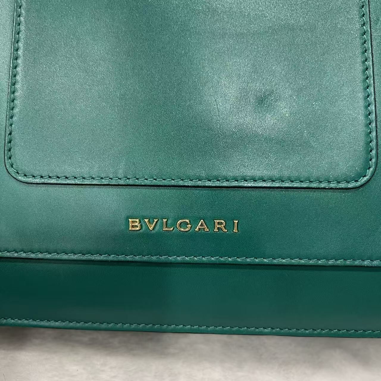 Auth Bvlgari Serpenti Shoulder Bag Deep Green Calfskin Leather Designer Classic