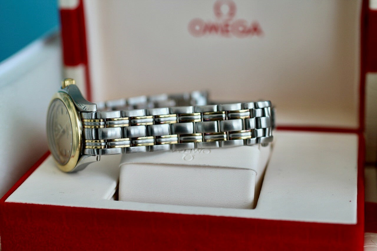 Vintage Omega Seamaster 120m 238111000 18K Yellow Gold Steel 26mm Ladies Quartz Watch