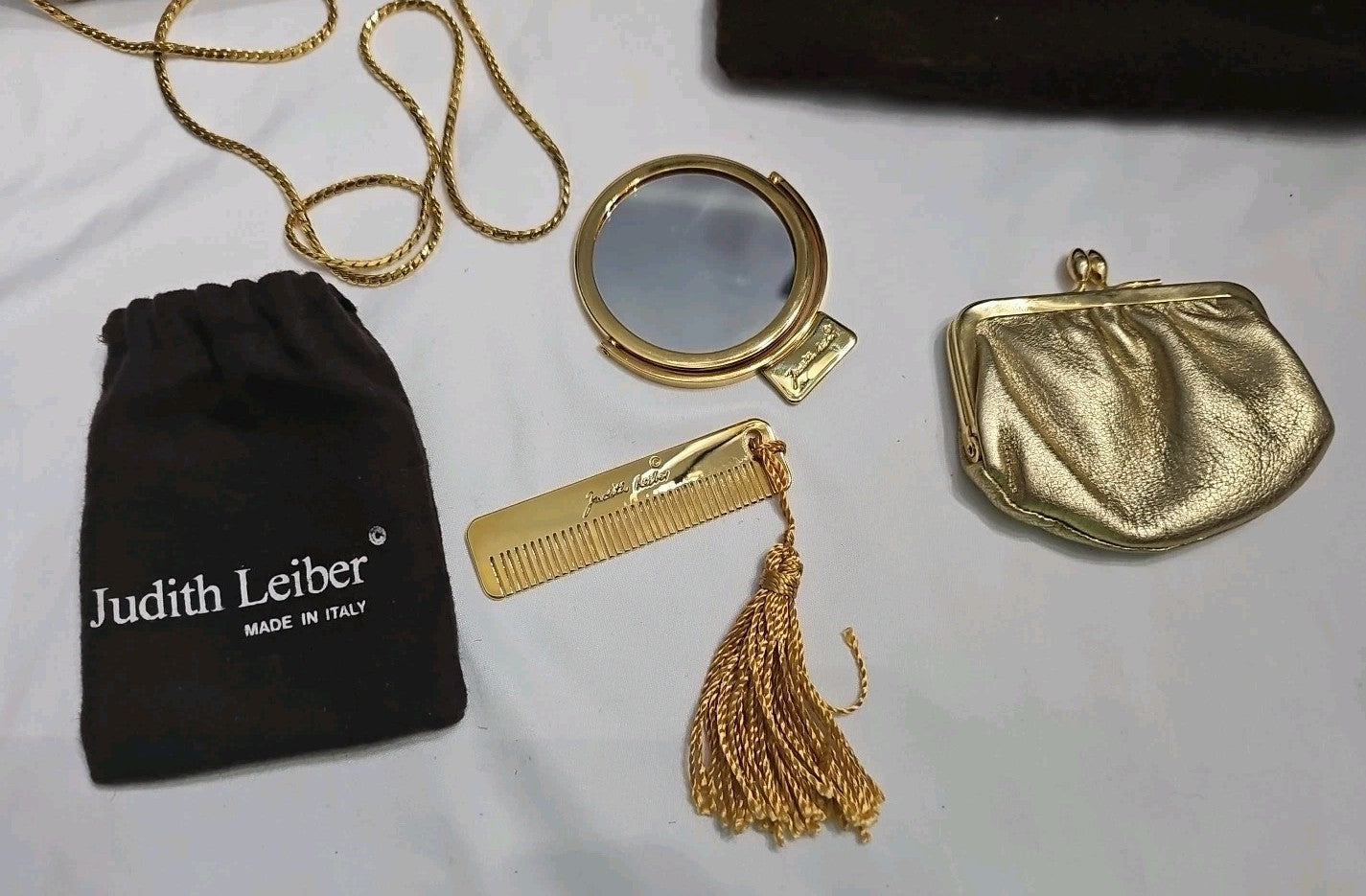 Judith Leiber Vintage Swarovski Crystal Minaudiere Clutch Gold Evening Bag