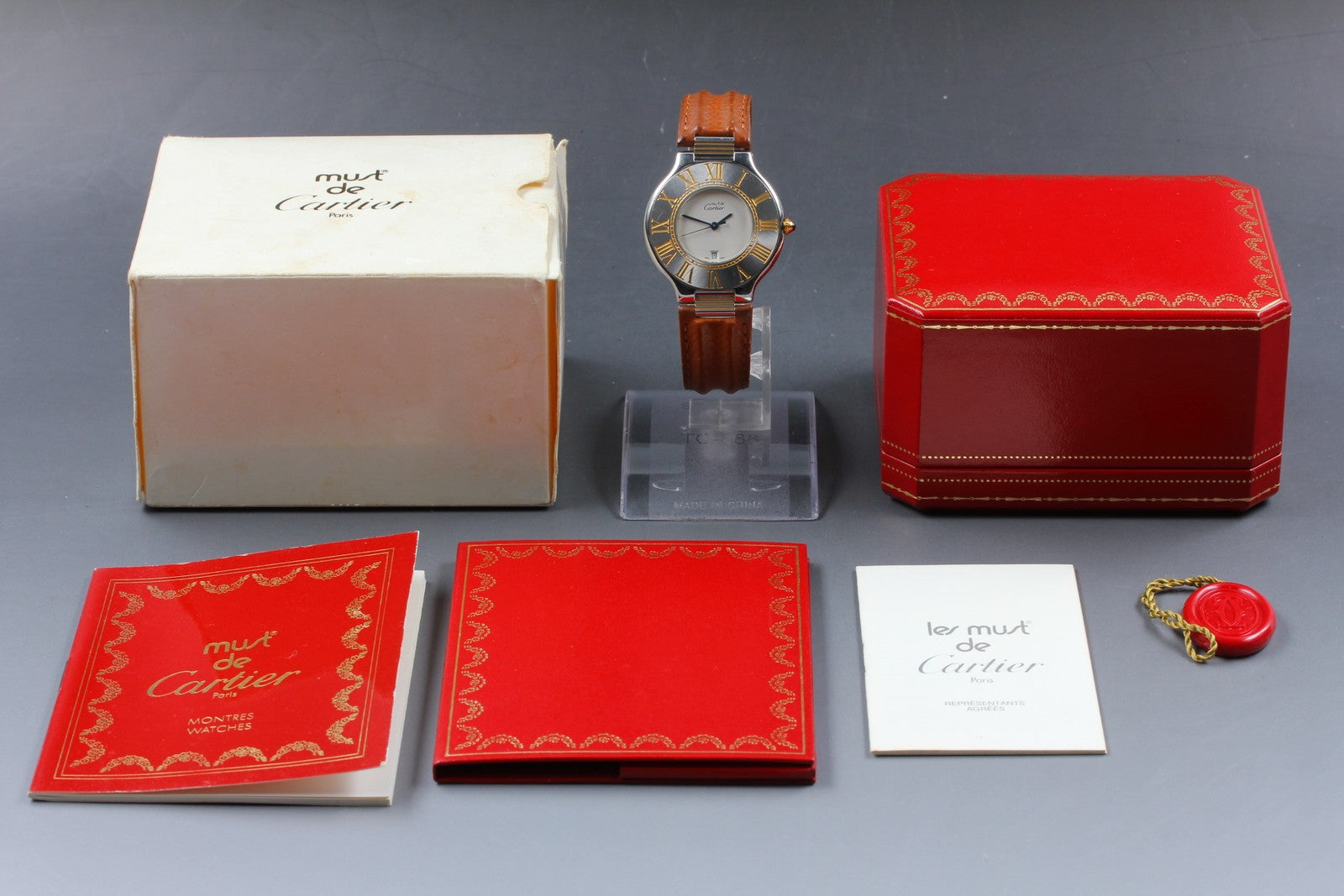 Vintage [Exc+5 Box] Cartier Must de Cartier 21 126000P 34mm Men's Quartz #z-1772