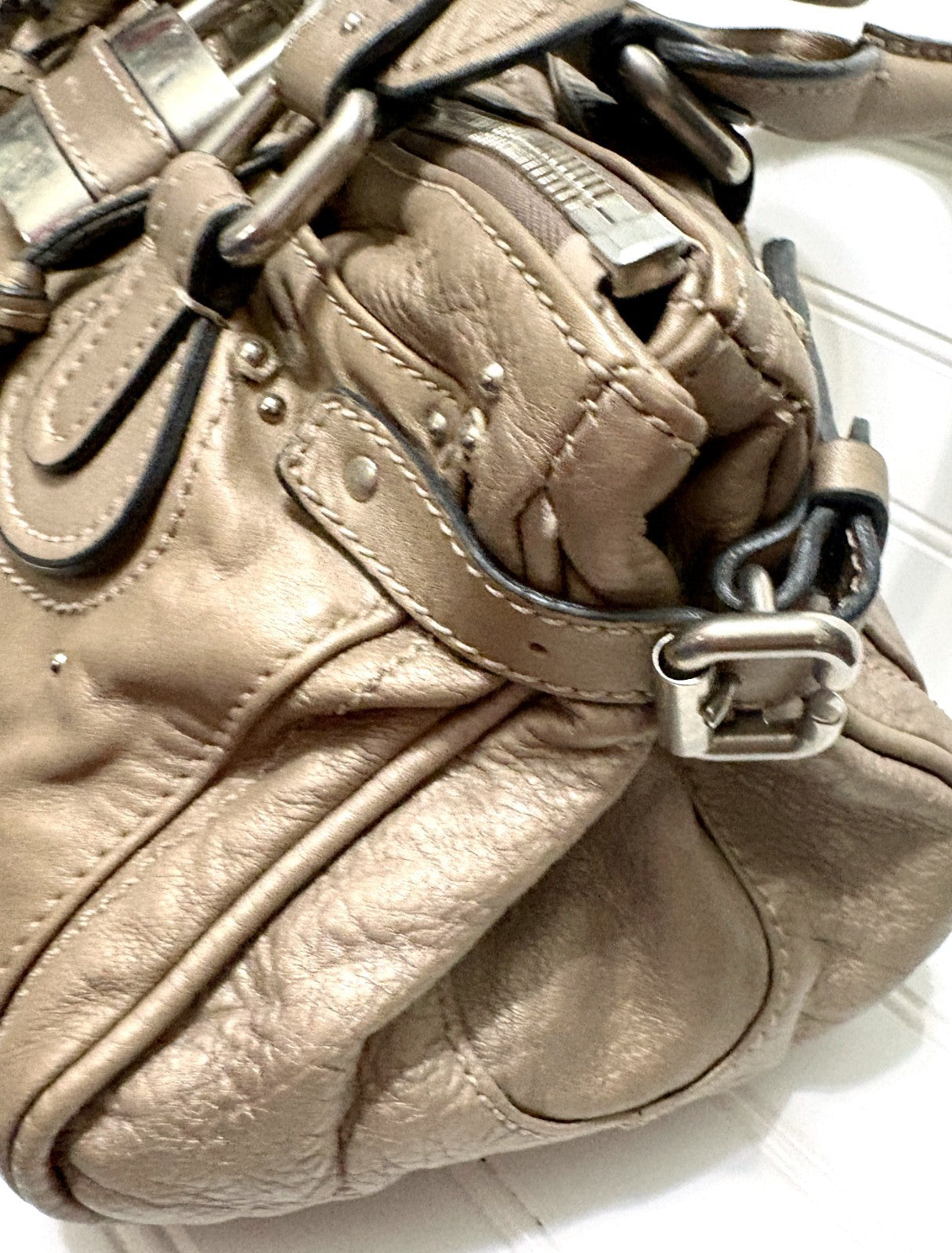 Chloe Paddington Hobo Bag Taupe Leather Silver Hardware - Vintage Y2K