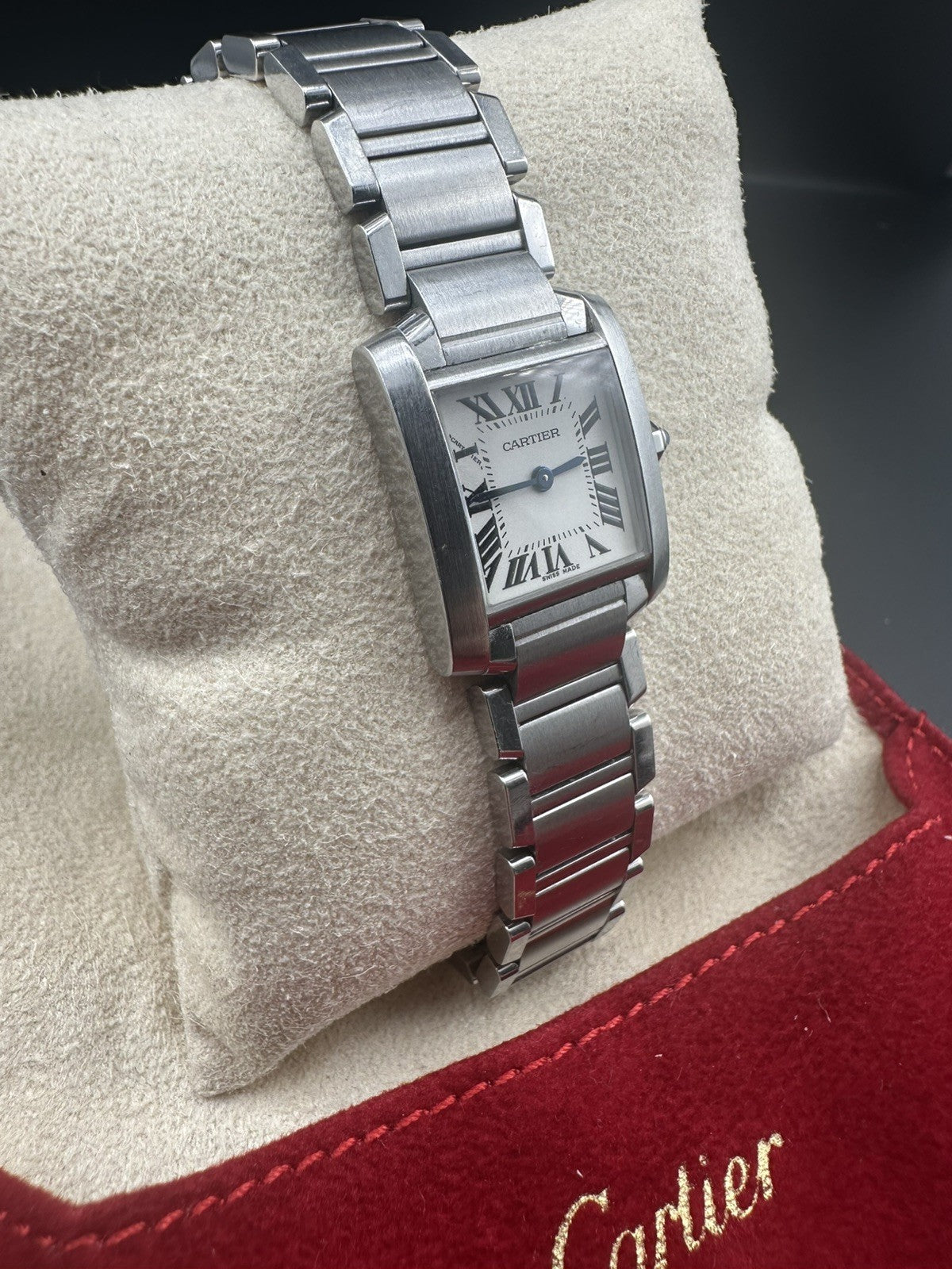 Vintage Cartier Tank Francaise 2384 W51008Q3 Stainless Steel 20mm Ladies Quartz Watch with Pouch - Free Shipping
