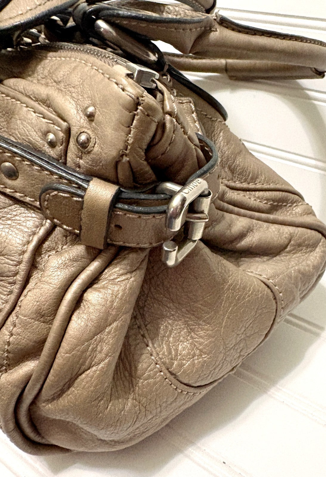Chloe Paddington Hobo Bag Taupe Leather Silver Hardware - Vintage Y2K
