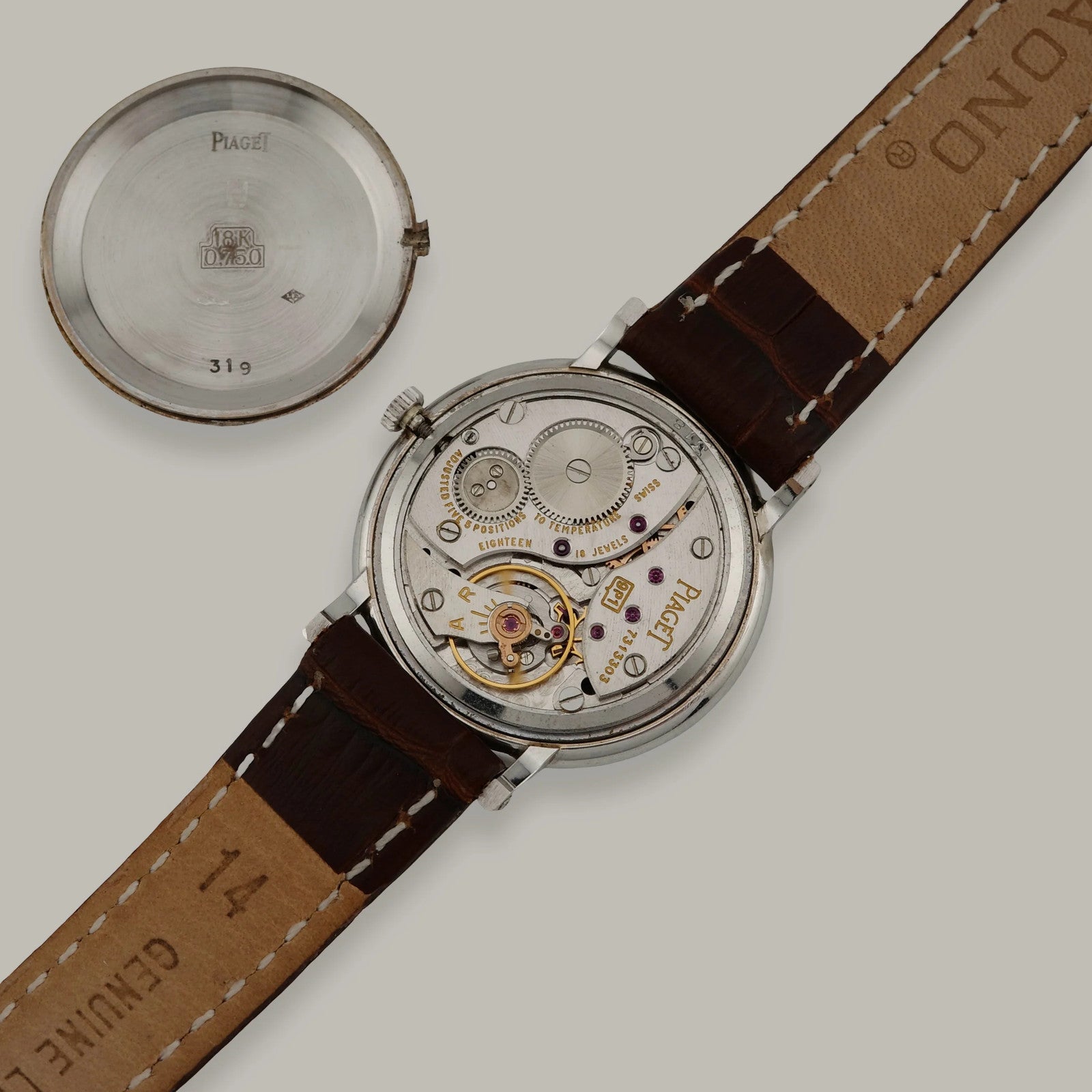 Piaget 9015 18K White Gold Hawk’s Eye Dial Vintage Ultra-Thin Watch