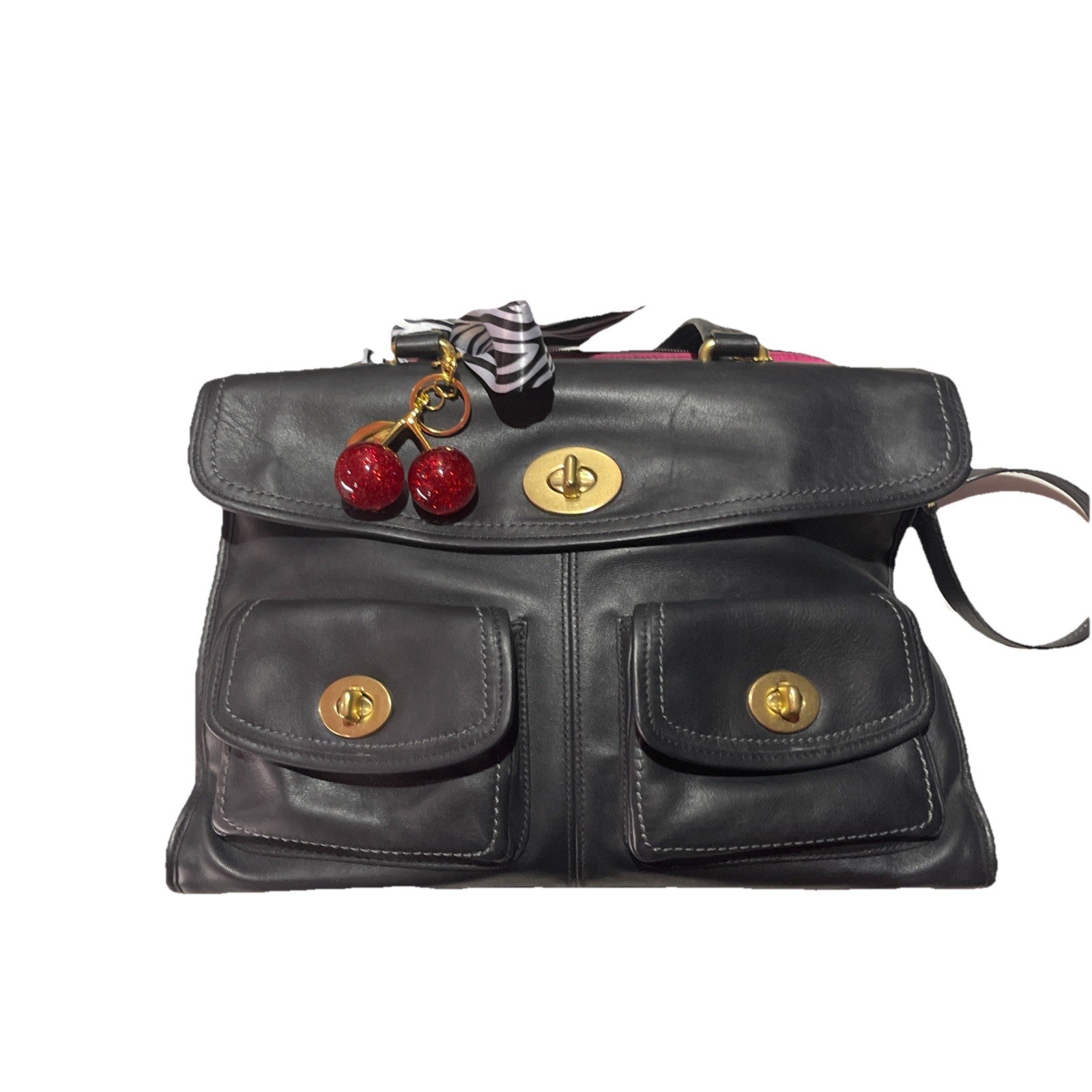 Coach Hampton Legacy briefcase Shoulder Bag Black Leather Crossbody Vintage