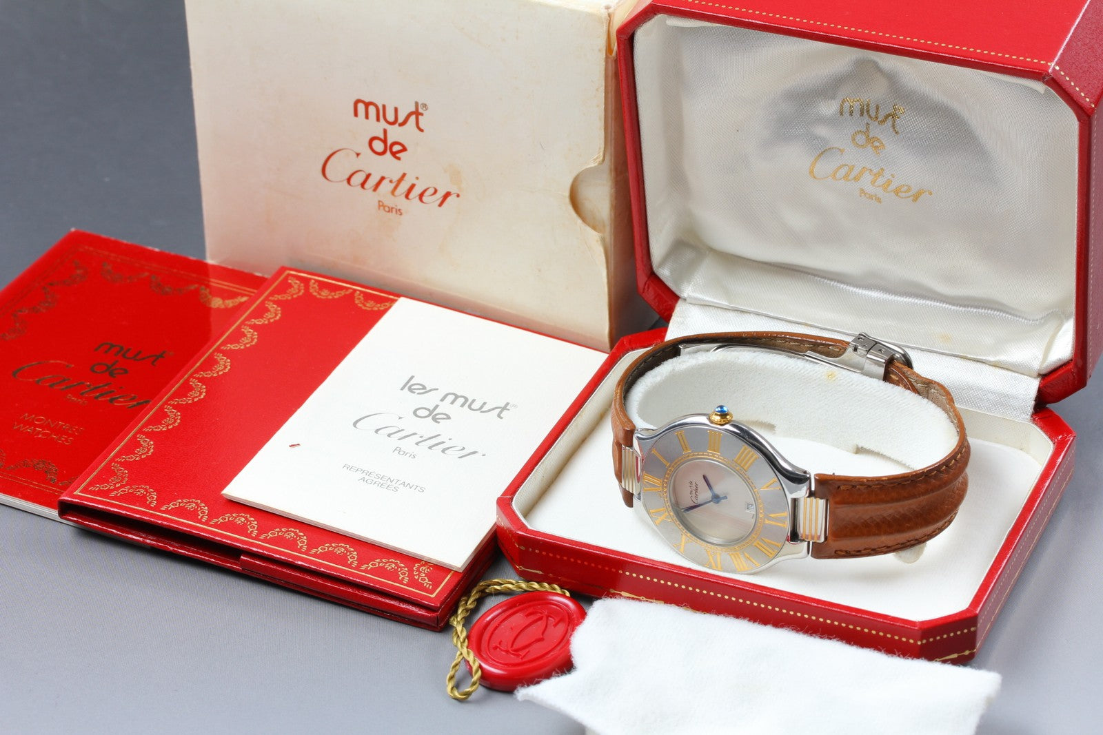 Vintage [Exc+5 Box] Cartier Must de Cartier 21 126000P 34mm Men's Quartz #z-1772