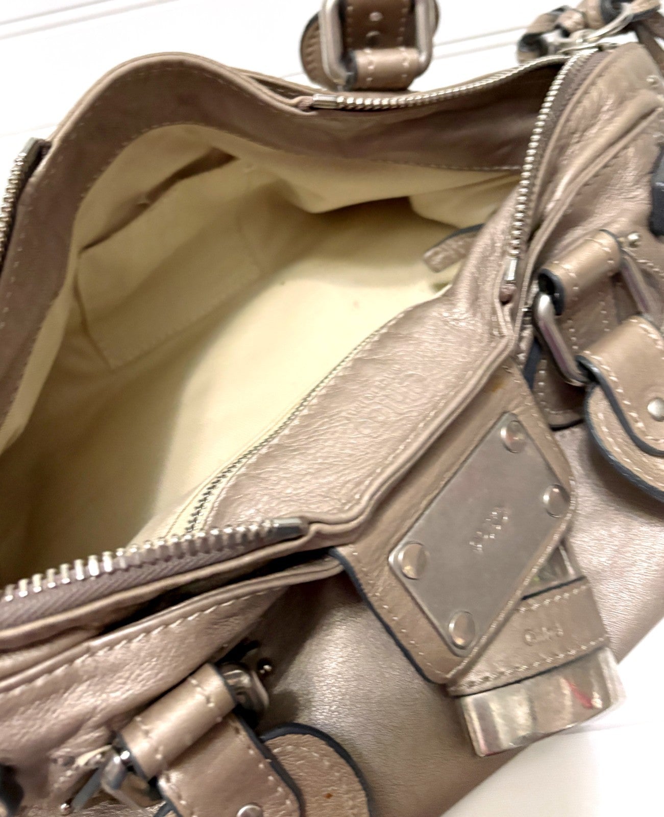 Chloe Paddington Hobo Bag Taupe Leather Silver Hardware - Vintage Y2K