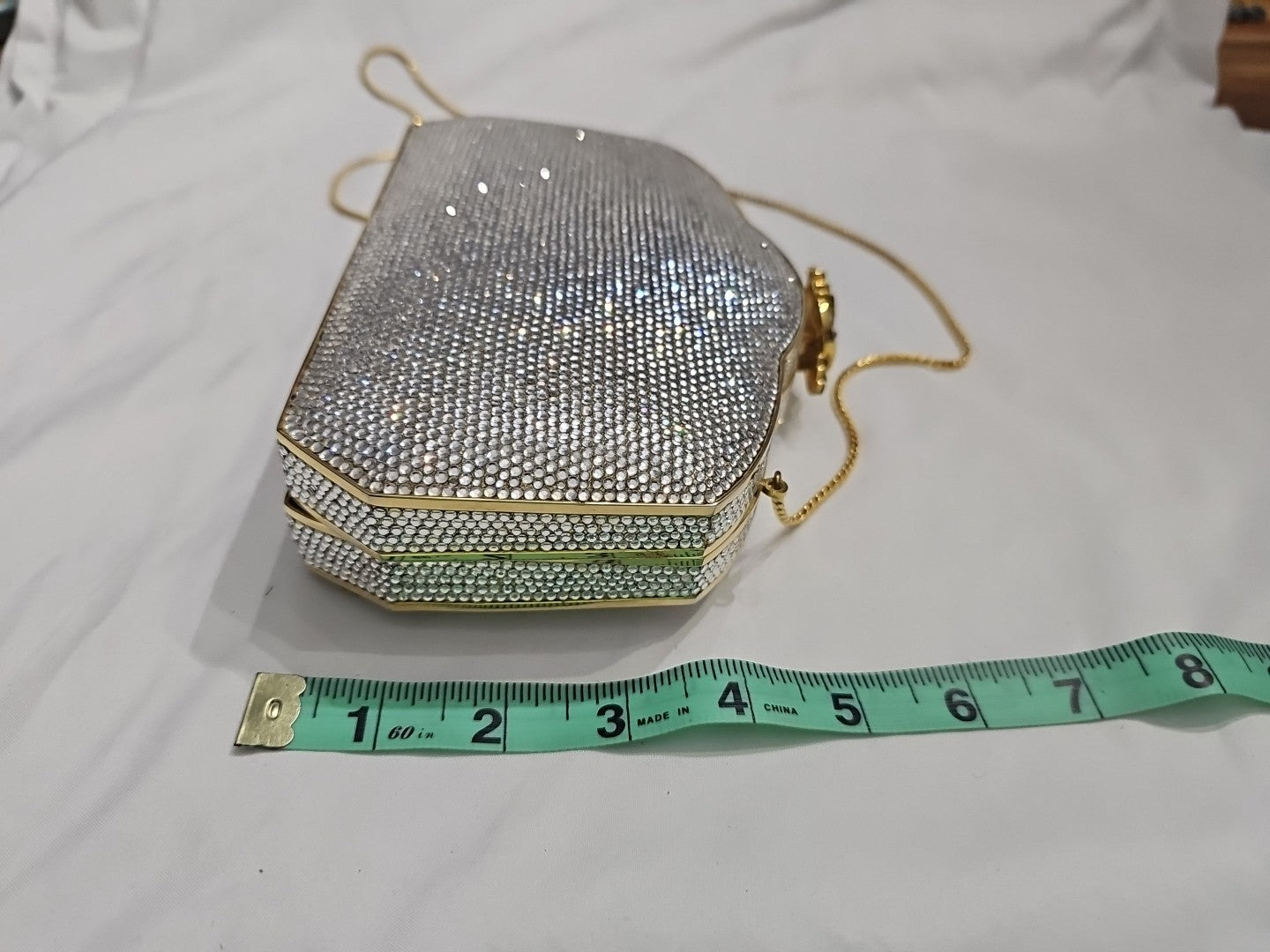 Judith Leiber Vintage Swarovski Crystal Minaudiere Clutch Gold Evening Bag
