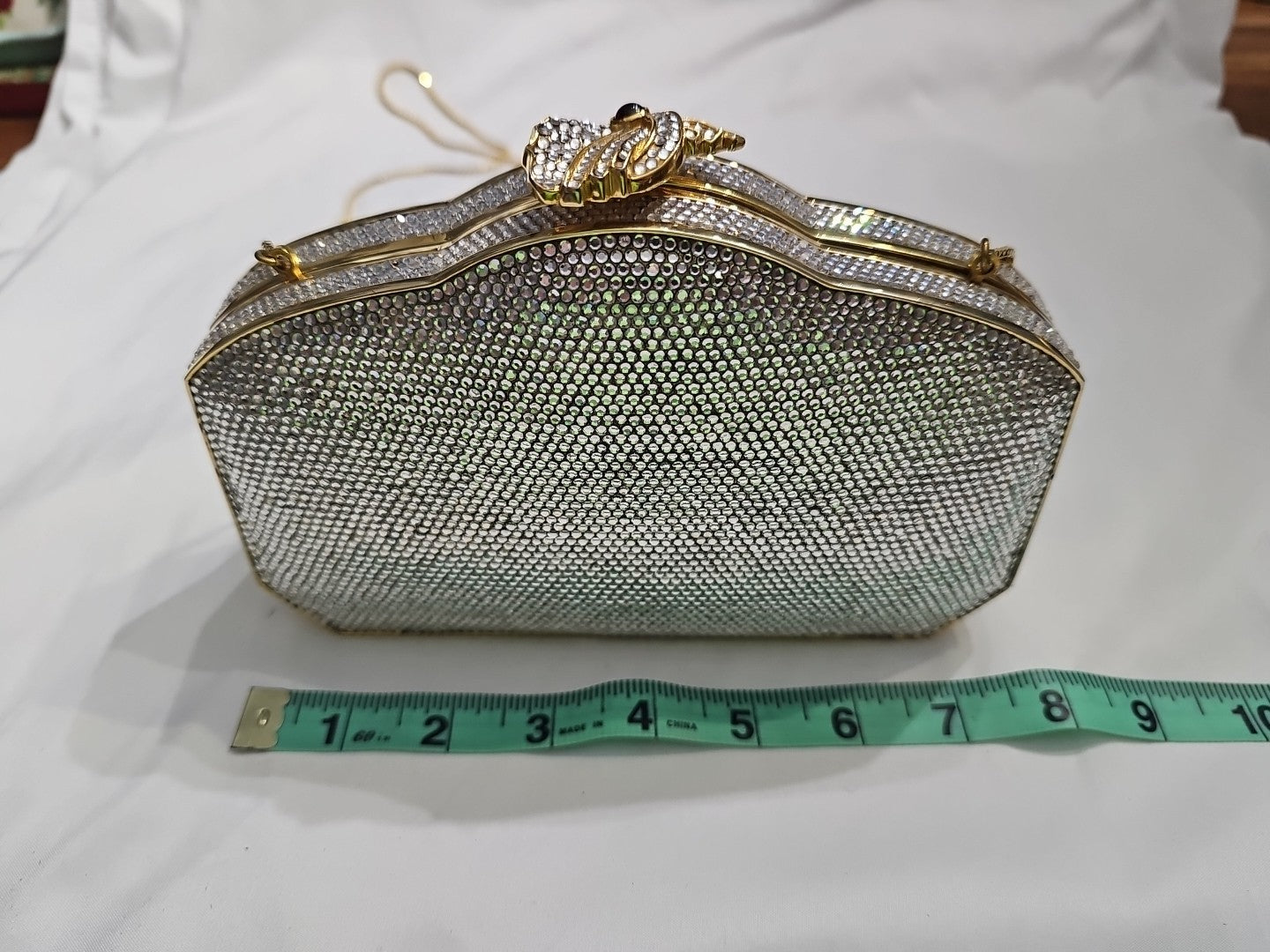Judith Leiber Vintage Swarovski Crystal Minaudiere Clutch Gold Evening Bag